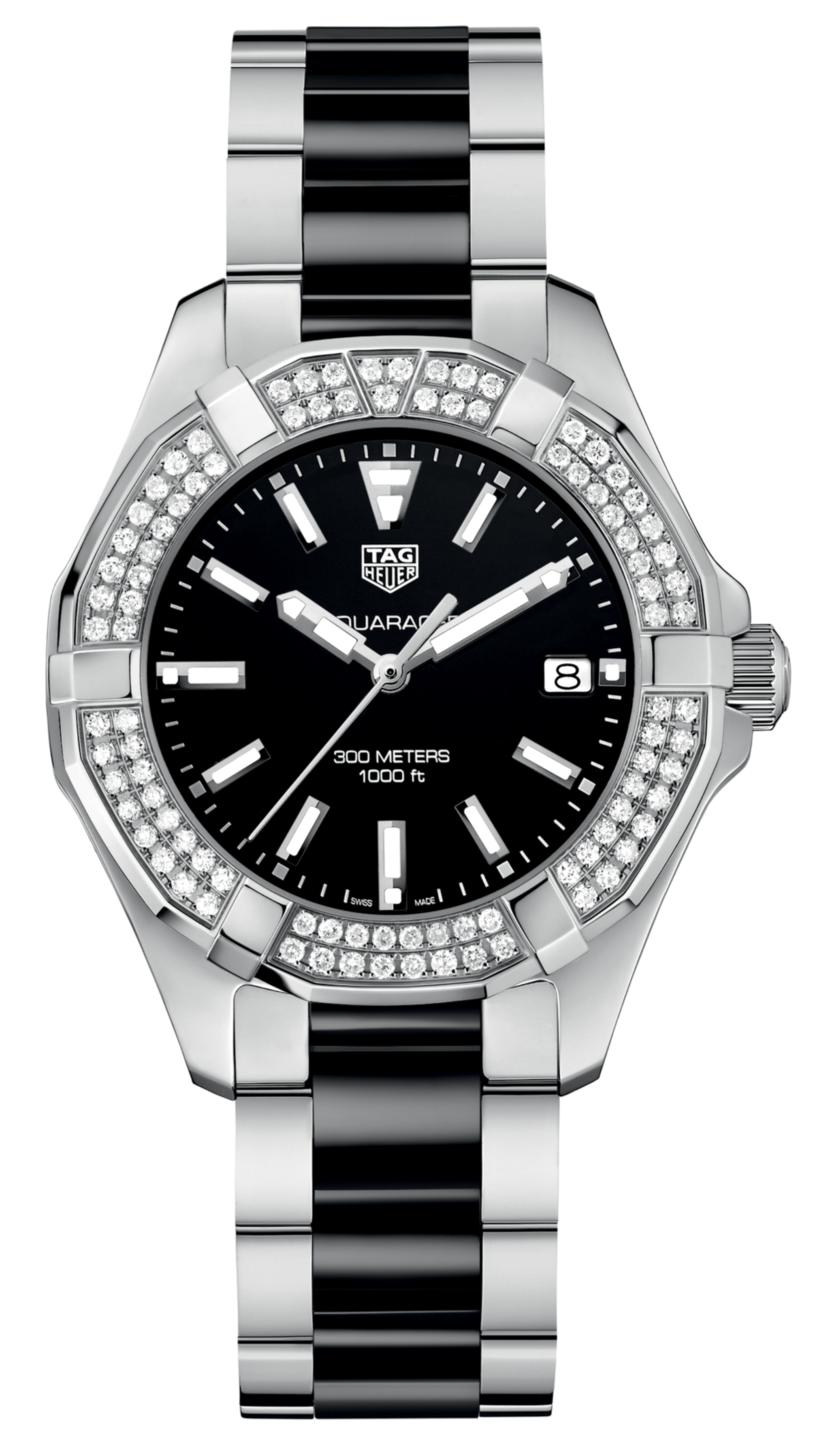  Shop Authentic Tag Heuer Aquaracer Quartz Diamonds Black Dial Two Tone Steel Strap Watch for Men - WAY131E.BA0913 - Luxxuri