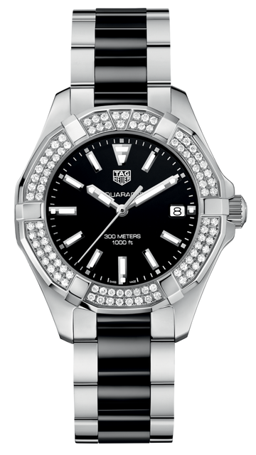  Shop Authentic Tag Heuer Aquaracer Quartz Diamonds Black Dial Two Tone Steel Strap Watch for Men - WAY131E.BA0913 - Luxxuri