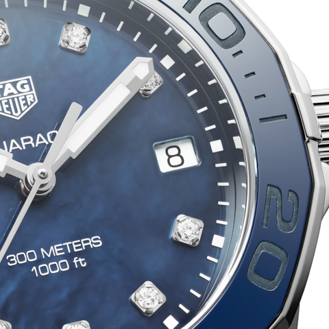  Shop Authentic Tag Heuer Aquaracer 35mm Quartz Blue Dial Silver Steel Strap Watch for Women - WSY131L.BA0748 - Luxxuri
