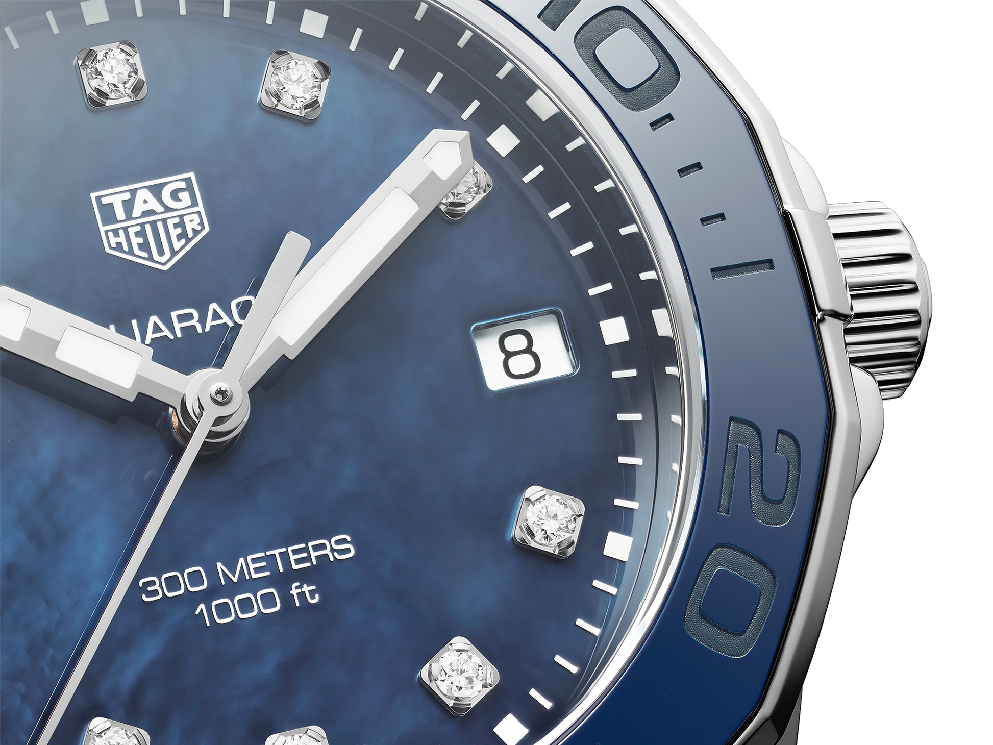 Tag Heuer Aquaracer Quartz Mother of Pearl Blue Dial Blue NATO Strap Watch for Women - WAY131L.FT6091
