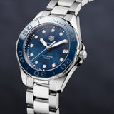  Shop Authentic Tag Heuer Aquaracer Diamonds Blue Dial Silver Steel Strap Watch for Women - WAY131L.BA0748 - Luxxuri