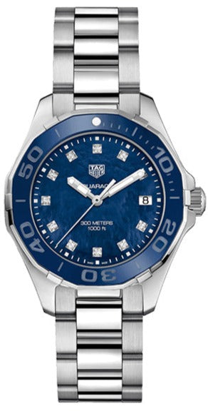  Shop Authentic Tag Heuer Aquaracer Diamonds Blue Dial Silver Steel Strap Watch for Women - WAY131L.BA0748 - Luxxuri