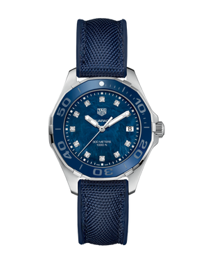  Shop Authentic Tag Heuer Aquaracer Quartz Mother of Pearl Blue Dial Blue NATO Strap Watch for Women - WAY131L.FT6091 - Luxxuri