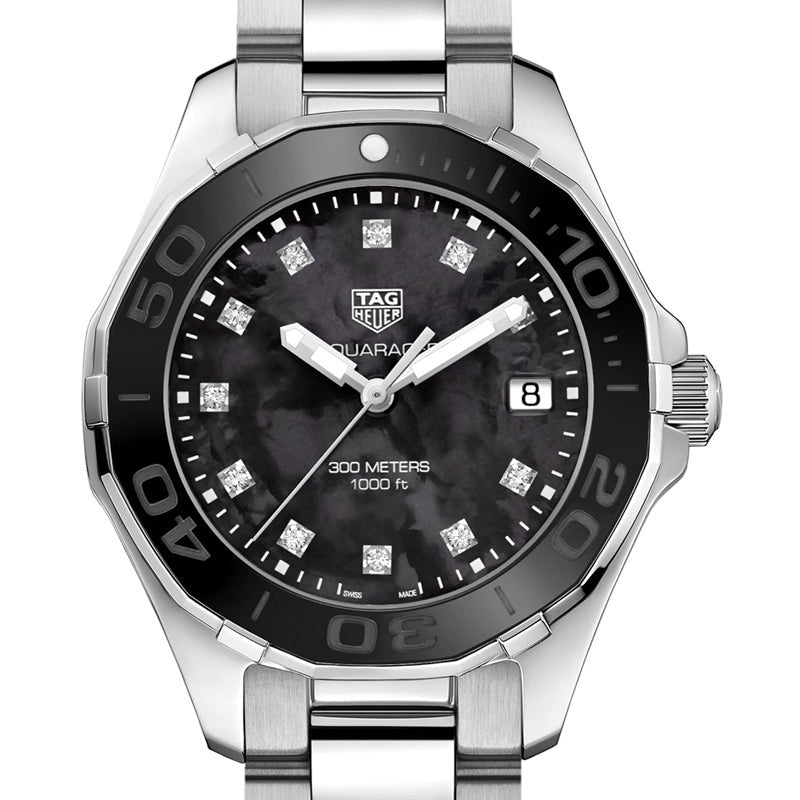  Shop Authentic Tag Heuer Aquaracer Quartz Black Dial Silver Steel Strap Watch for Women - WAY131M.BA0748 - Luxxuri