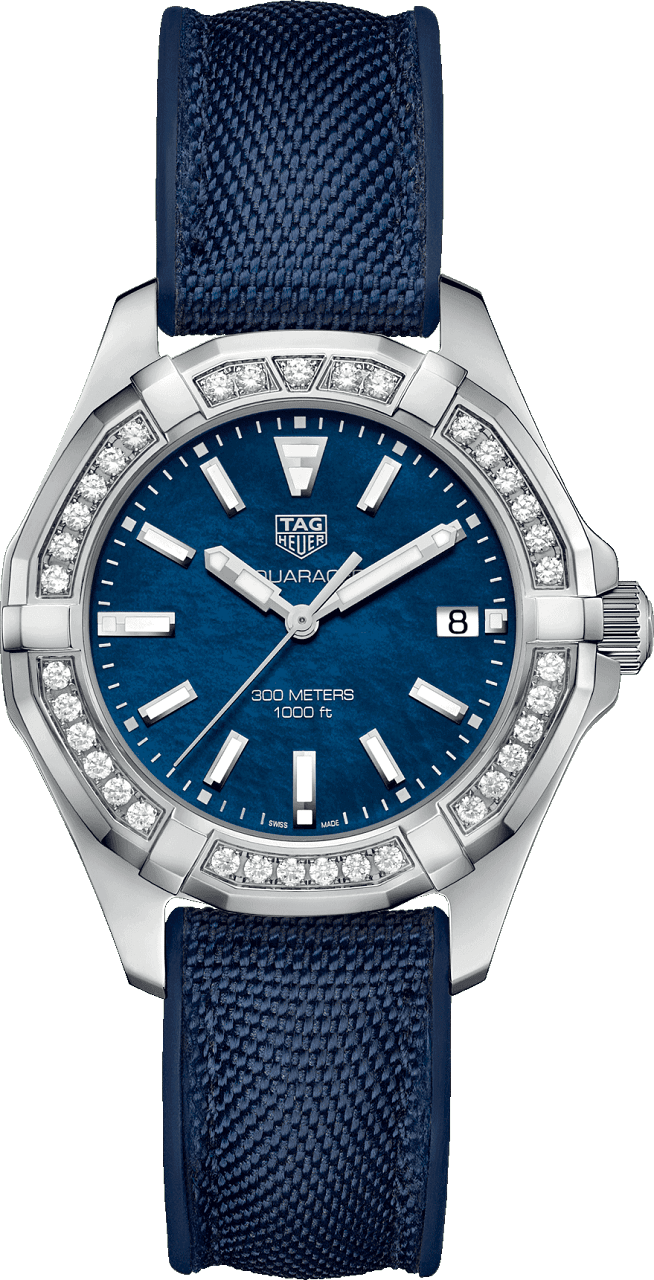 Tag Heuer Aquaracer Quartz Diamonds Blue Dial Blue Nylon Strap Watch for Women - WAY131N.FT6091