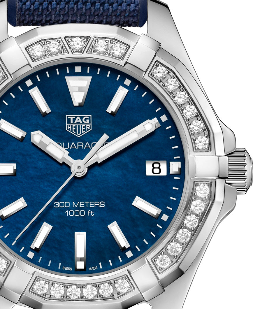 Tag Heuer Aquaracer Quartz Diamonds Blue Dial Blue Nylon Strap Watch for Women - WAY131N.FT6091