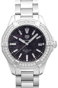  Shop Authentic Tag Heuer Aquaracer Quartz Diamonds Black Dial Silver Steel Strap Watch for Women - WAY131P.BA0748 - Luxxuri