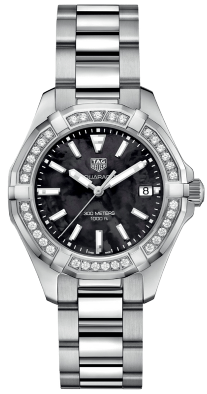  Shop Authentic Tag Heuer Aquaracer Quartz Diamonds Black Dial Silver Steel Strap Watch for Women - WAY131P.BA0748 - Luxxuri