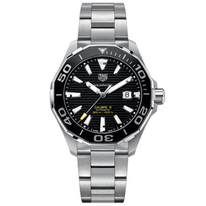  Shop Authentic Tag Heuer Aquaracer Black Dial Silver Steel Strap Strap Watch for Men - WAY201A.BA0927 - Luxxuri