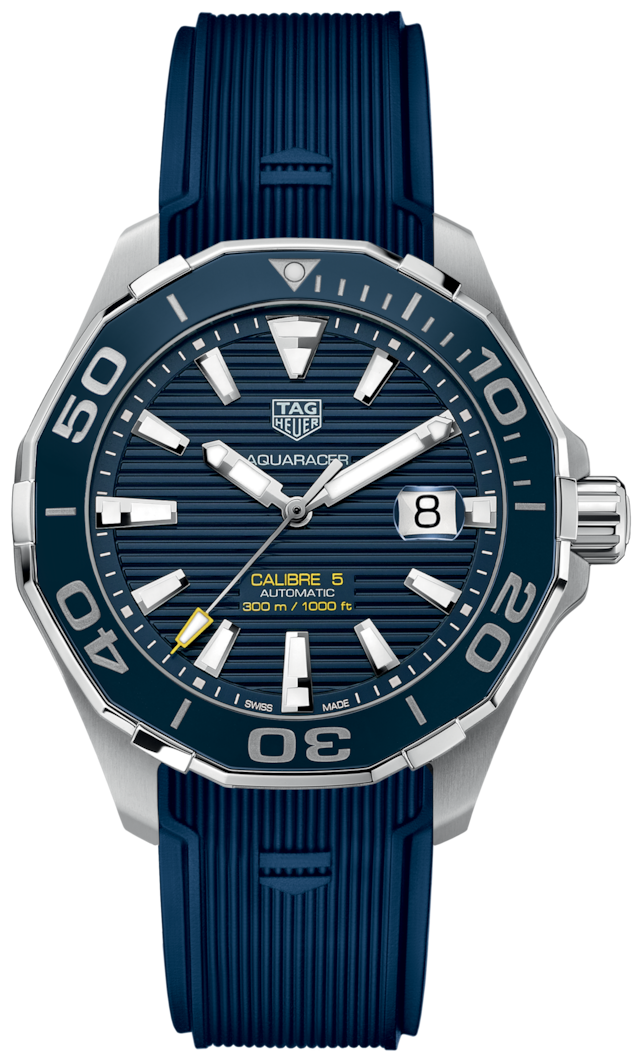  Shop Authentic Tag Heuer Aquaracer Calibre 5 Automatic Blue Dial Blue Rubber Strap Watch for Men - WAY201B.FT6150 - Luxxuri