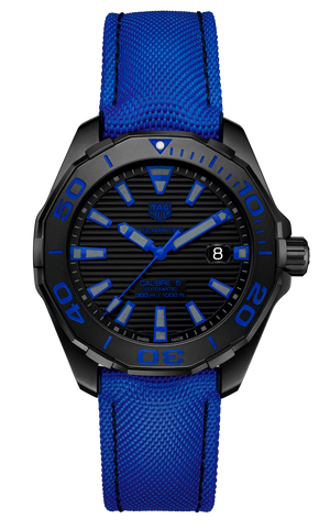  Shop Authentic Tag Heuer Aquaracer Calibre 5 Automatic Titanium Blue Dial Blue Nylon Strap Watch for Gents - WAY208B.FC6382 - Luxxuri