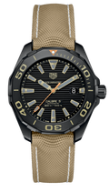  Shop Authentic Tag Heuer Aquaracer 300 Calibre 5 Automatic Black Dial Brown Fabric Strap Watch for Men - WAY208C.FC6383 - Luxxuri