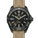  Shop Authentic Tag Heuer Aquaracer 300 Calibre 5 Automatic Black Dial Brown Fabric Strap Watch for Men - WAY208C.FC6383 - Luxxuri