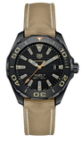  Shop Authentic Tag Heuer Aquaracer 300 Calibre 5 Automatic Black Dial Brown Fabric Strap Watch for Men - WAY208C.FC6383 - Luxxuri