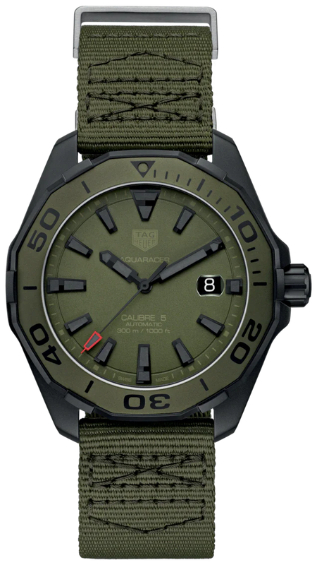  Shop Authentic Tag Heuer Aquaracer Automatic Green Dial Khakhi Green Nylon Strap Watch for Men - WAY208E.FC8222 - Luxxuri