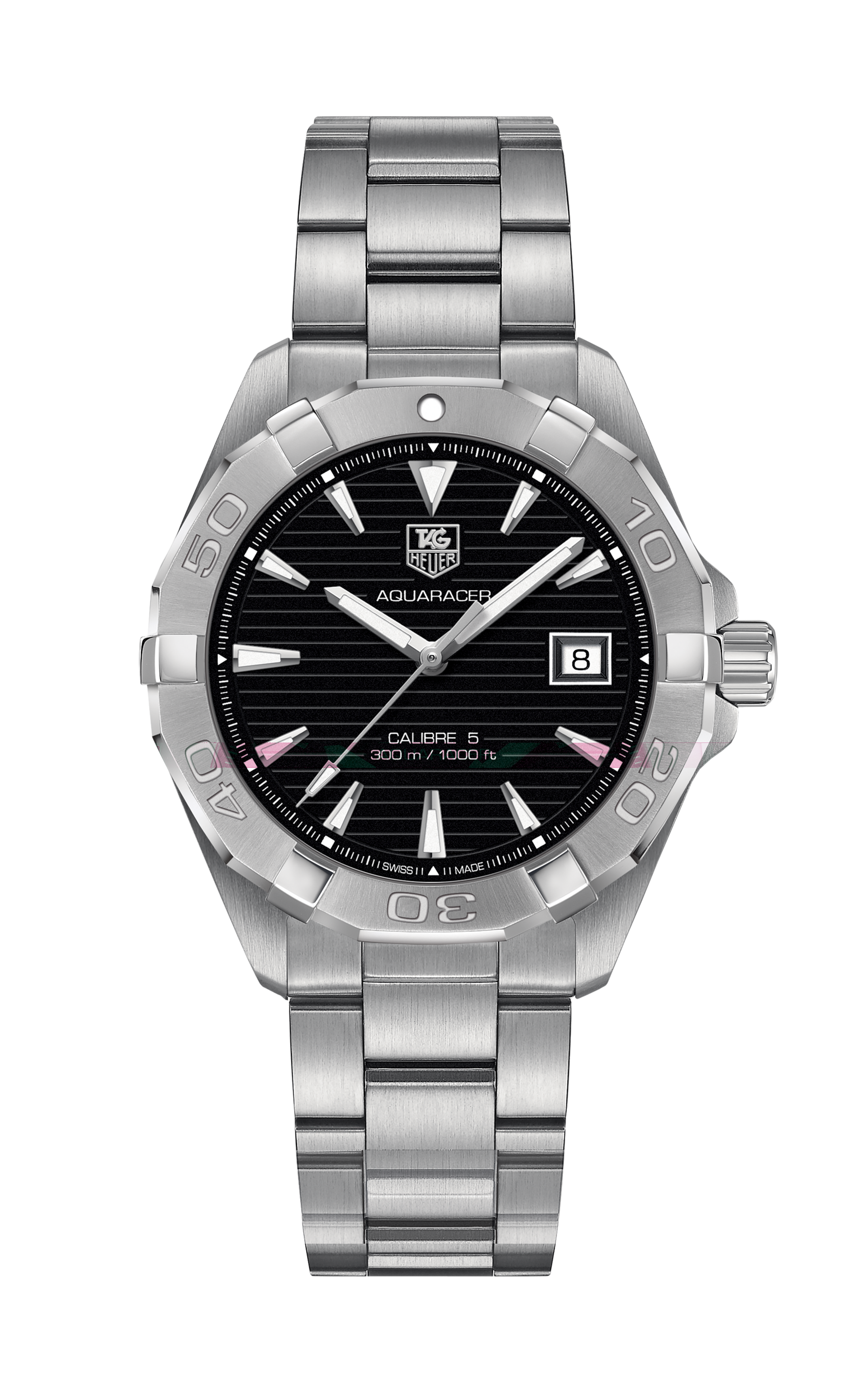 Tag Heuer Aquaracer Automatic Black Dial Silver Steel Strap Watch for Men - WAY2110.BA0928