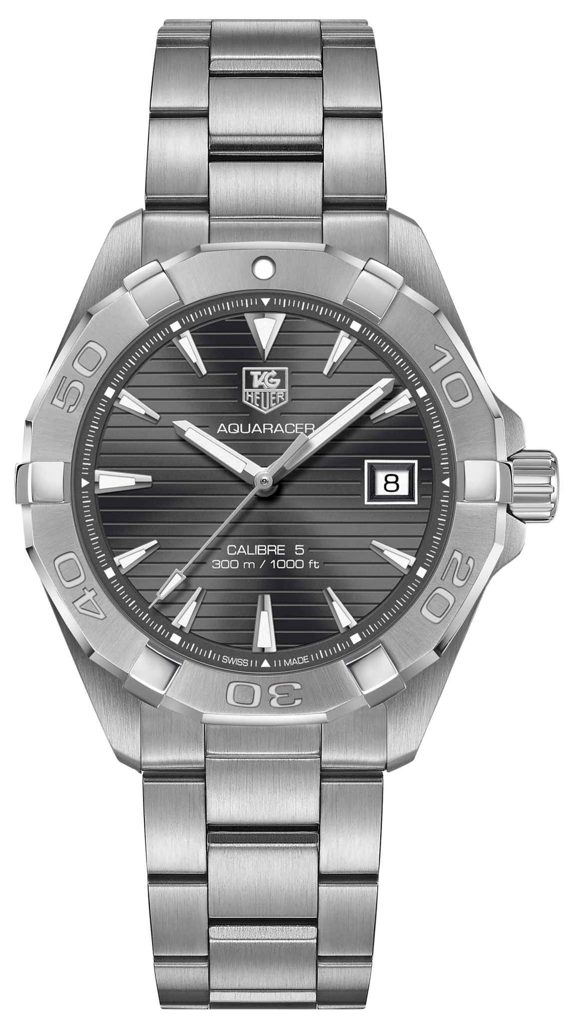 Tag Heuer Aquaracer Automatic Anthracite Grey Dial Silver Steel Strap Watch for Men - WAY2113.BA0928
