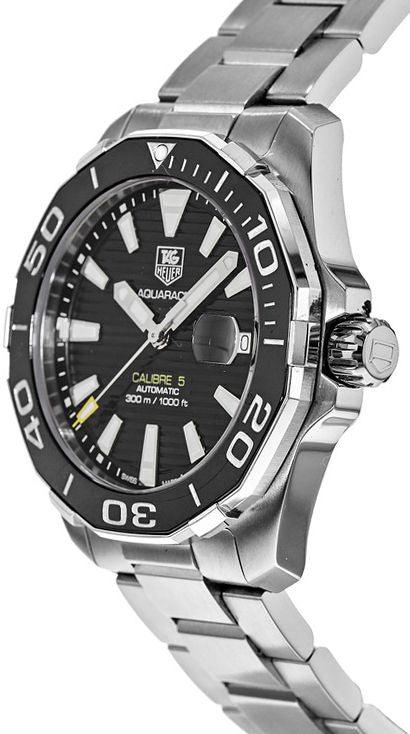 Shop Authentic Tag Heuer Aquaracer Automatic Black Dial Silver Steel Strap Watch for Men - WAY211A.BA0928 - Luxxuri