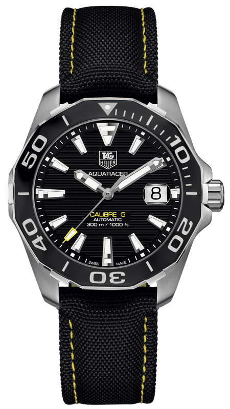  Shop Authentic Tag Heuer Aquaracer Calibre 5 Automatic Black Dial Black Nylon Strap Watch for Men - WAY211A.FC6362 - Luxxuri