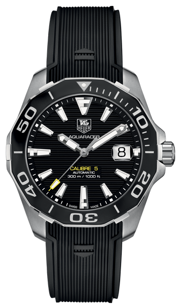  Shop Authentic Tag Heuer Aquaracer Calibre 5 Automatic Black Dial Black Rubber Strap Watch for Men -  WAY211A.FT6151 - Luxxuri