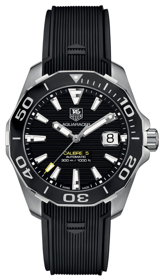  Shop Authentic Tag Heuer Aquaracer Calibre 5 Automatic Black Dial Black Rubber Strap Watch for Men -  WAY211A.FT6151 - Luxxuri
