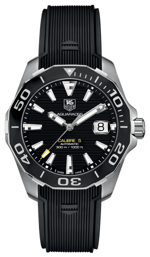  Shop Authentic Tag Heuer Aquaracer Calibre 5 Automatic Black Dial Black Rubber Strap Watch for Men -  WAY211A.FT6151 - Luxxuri