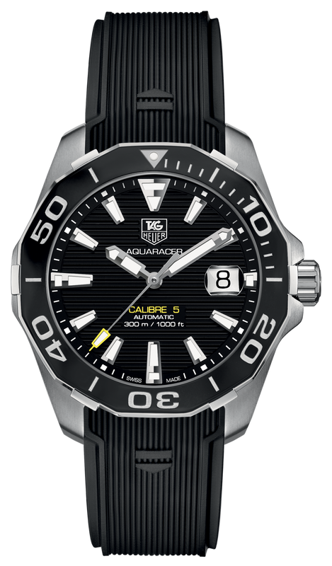  Shop Authentic Tag Heuer Aquaracer Calibre 5 Automatic Black Dial Black Rubber Strap Watch for Men -  WAY211A.FT6151 - Luxxuri