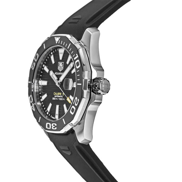 Tag Heuer Aquaracer Calibre 5 Automatic Black Dial Black Rubber Strap Watch for Men -  WAY211A.FT6151