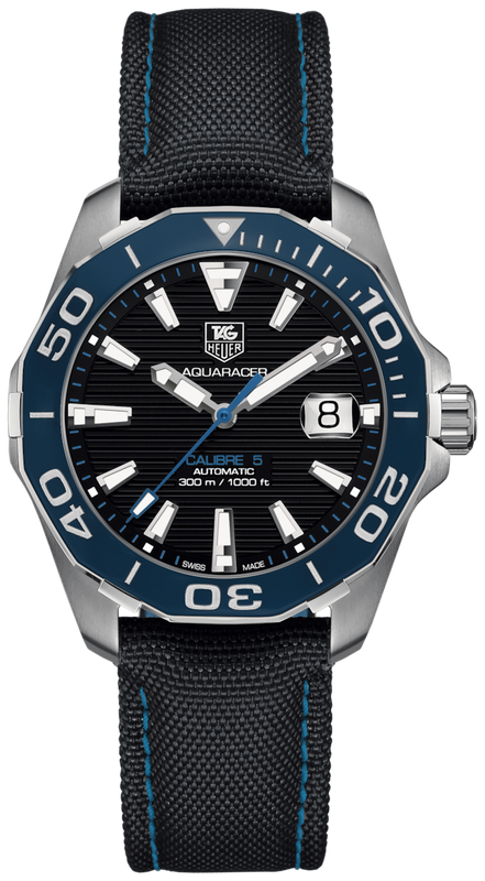  Shop Authentic Tag Heuer Aquaracer Calibre 5 Automatic Black Dial Black Nylon Strap Watch for Men - WAY211B.FC6363 - Luxxuri