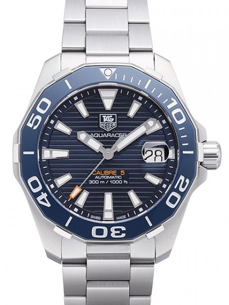  Shop Authentic Tag Heuer Aquaracer Calibre 5 Blue Dial Silver Steel Strap Watch for Men - WAY211C.BA0928 - Luxxuri