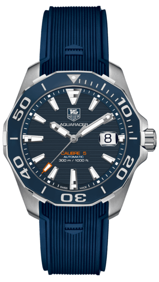  Shop Authentic Tag Heuer Aquaracer Calibre 5 Blue Dial Blue Silicone Strap Watch for Men -  WAY211C.FT6155 - Luxxuri