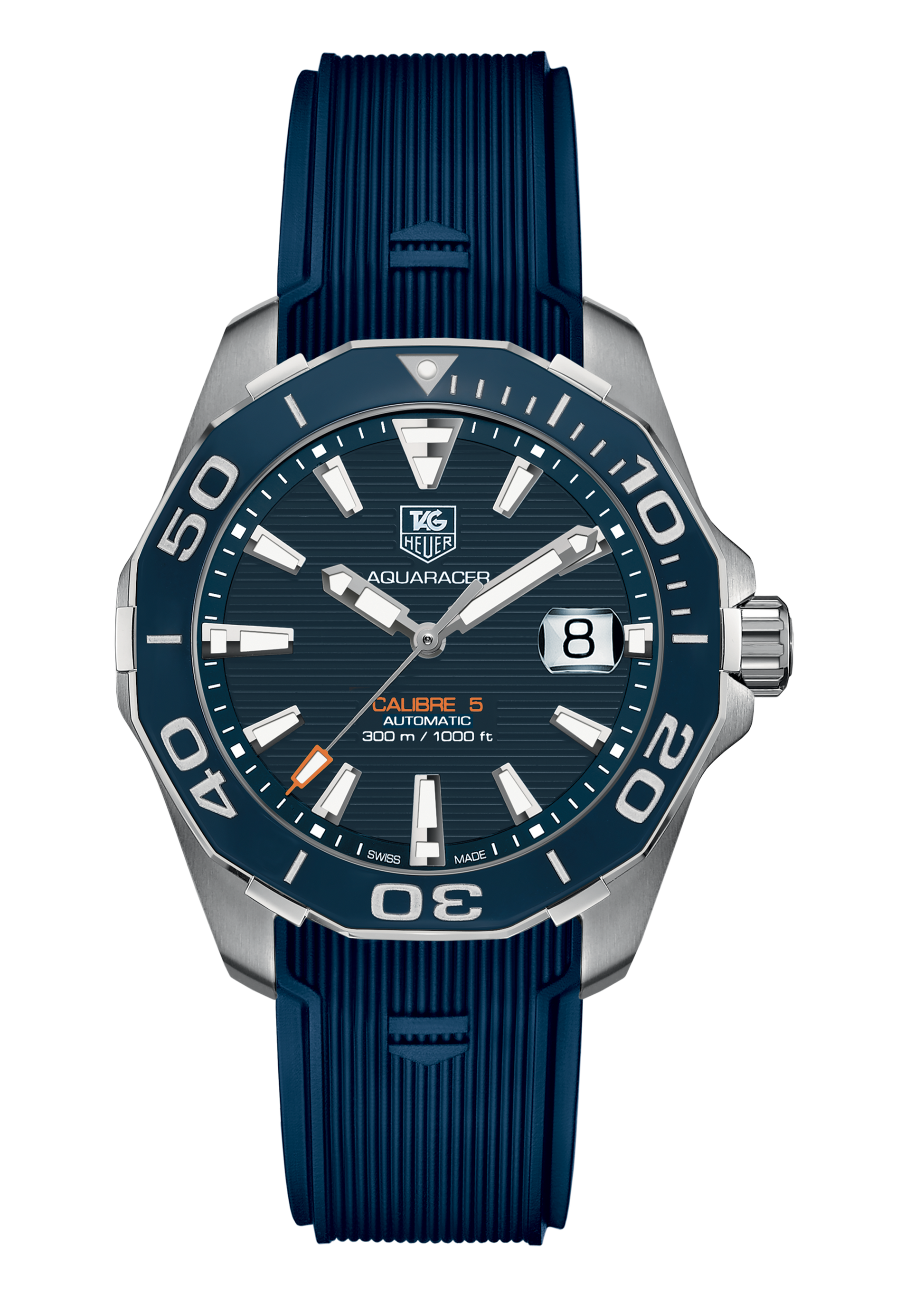  Shop Authentic Tag Heuer Aquaracer Calibre 5 Blue Dial Blue Silicone Strap Watch for Men -  WAY211C.FT6155 - Luxxuri