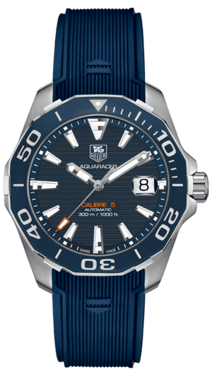  Shop Authentic Tag Heuer Aquaracer Calibre 5 Blue Dial Blue Silicone Strap Watch for Men -  WAY211C.FT6155 - Luxxuri