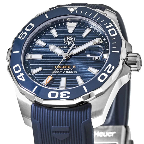  Shop Authentic Tag Heuer Aquaracer Calibre 5 Blue Dial Blue Silicone Strap Watch for Men -  WAY211C.FT6155 - Luxxuri