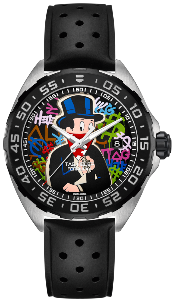 Tag Heuer Formula 1 Alec Monopoly Special Edition Black Rubber Strap Watch for Men - WAZ1117.FT8023