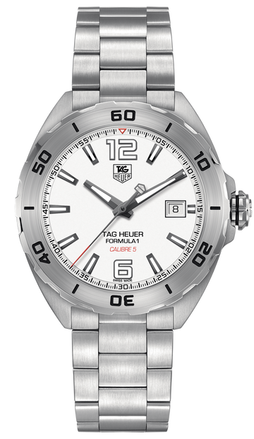  Shop Authentic Tag Heuer Formula 1 Calibre 5 Automatic White Dial Silver Steel Strap Watch for Men - WAZ2114.BA0875 - Luxxuri