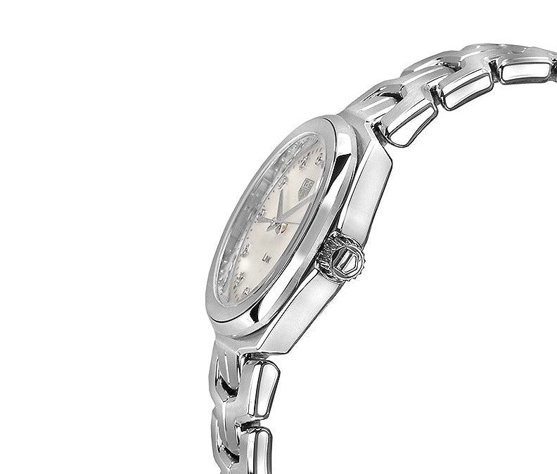 Shop Authentic Tag Heuer Link Quartz Diamonds Mother of Pearl Dial Silver Steel Strap Watch for Women - WBC1312.BA0600 - Luxxuri