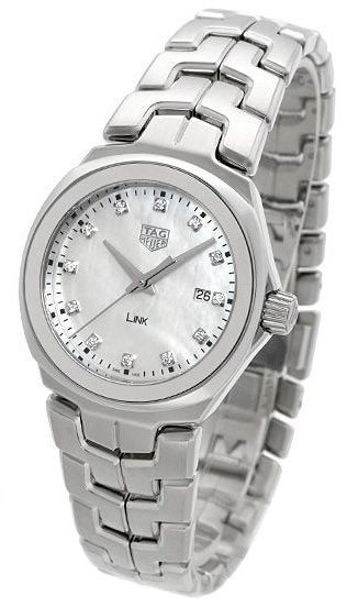  Shop Authentic Tag Heuer Link Quartz Diamonds Mother of Pearl Dial Silver Steel Strap Watch for Women - WBC1312.BA0600 - Luxxuri