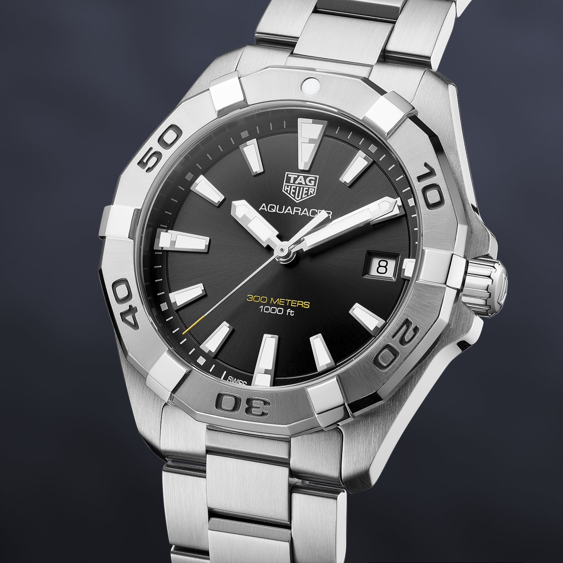 Tag Heuer Aquaracer Black Dial Silver Steel Strap Watch for Men - WBD1110.BA0928