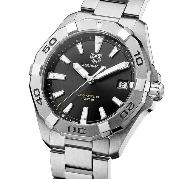  Shop Authentic Tag Heuer Aquaracer Black Dial Silver Steel Strap Watch for Men - WBD1110.BA0928 - Luxxuri