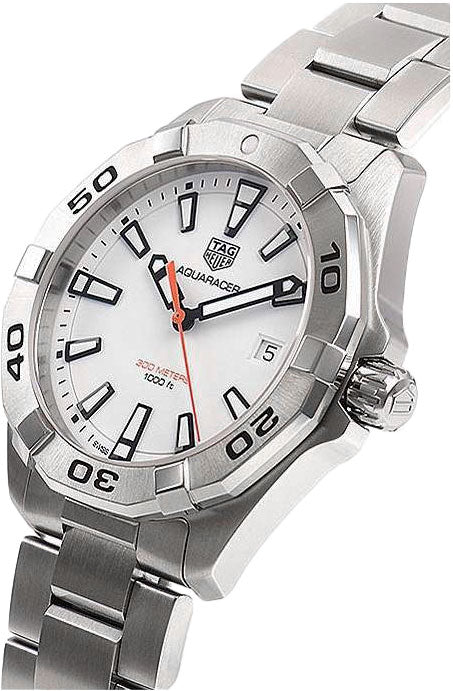  Shop Authentic Tag Heuer Aquaracer Quartz White Dial Silver Steel Strap Watch for Men - WBD1111.BA0928 - Luxxuri
