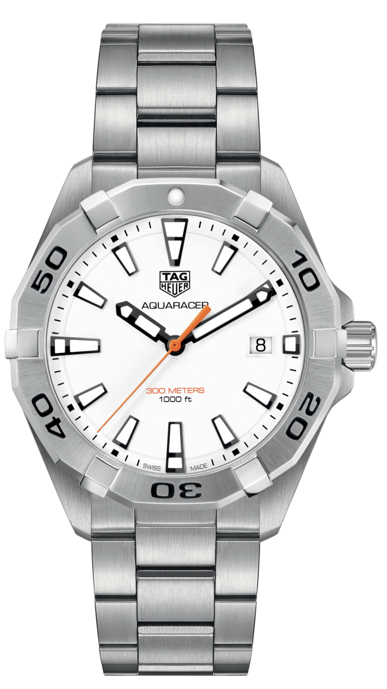  Shop Authentic Tag Heuer Aquaracer Quartz White Dial Silver Steel Strap Watch for Men - WBD1111.BA0928 - Luxxuri