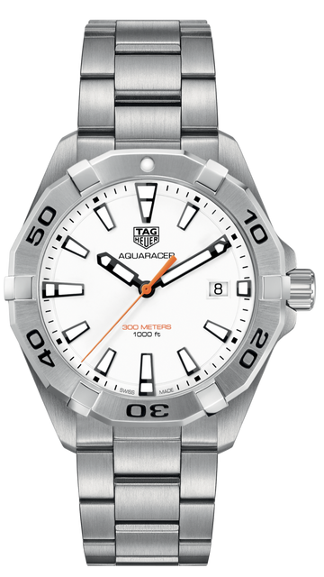  Shop Authentic Tag Heuer Aquaracer Quartz White Dial Silver Steel Strap Watch for Men - WBD1111.BA0928 - Luxxuri