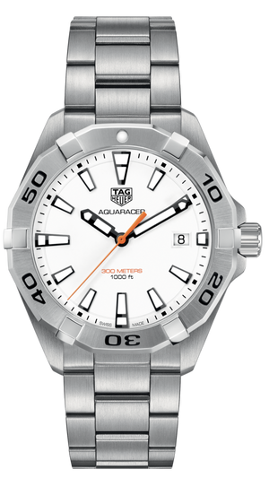  Shop Authentic Tag Heuer Aquaracer Quartz White Dial Silver Steel Strap Watch for Men - WBD1111.BA0928 - Luxxuri