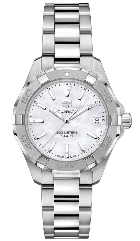  Shop Authentic Tag Heuer Aquaracer White Mother of Pearl Dial Silver Steel Strap Watch for Women - WBD1311.BA0740 - Luxxuri