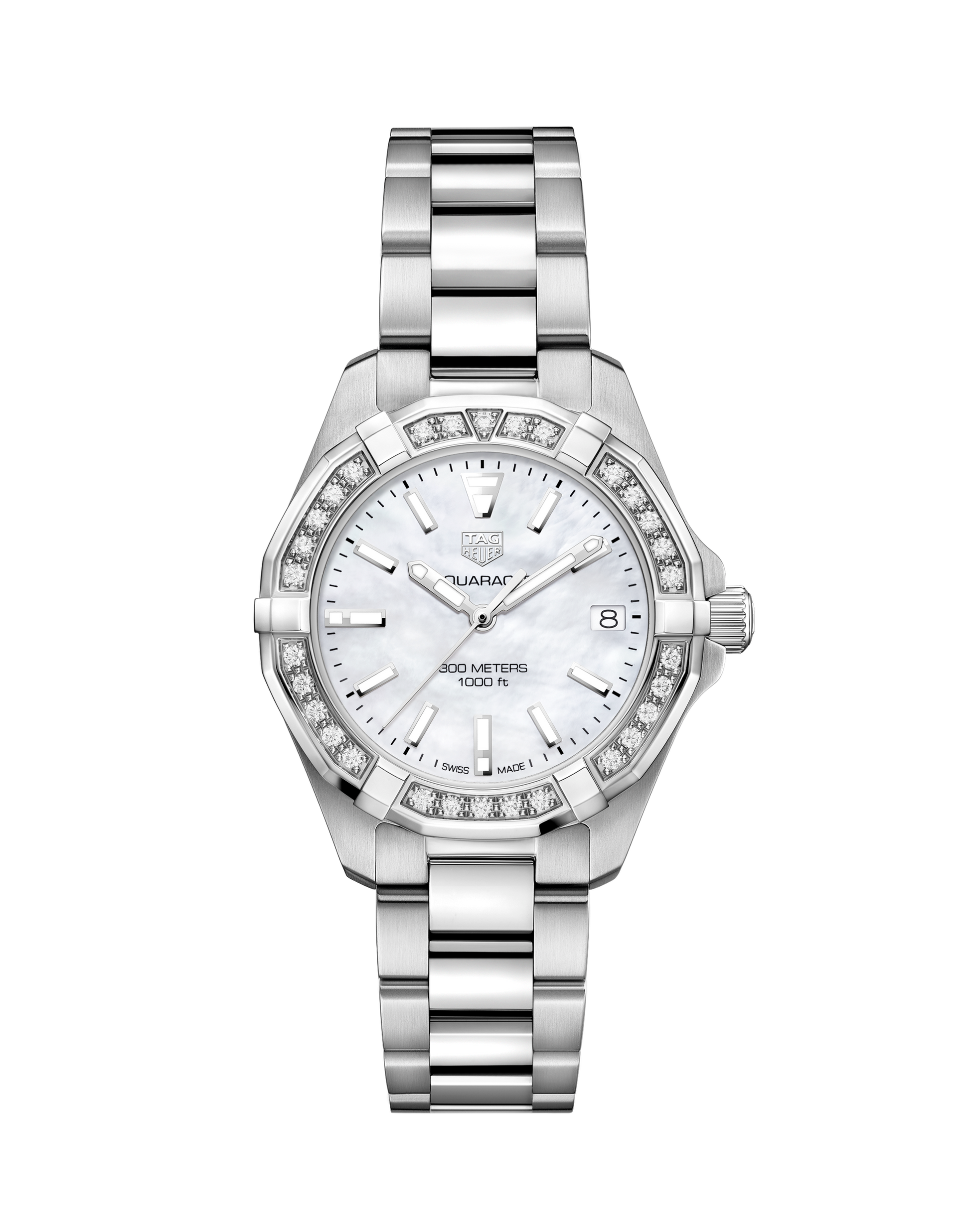  Shop Authentic Tag Heuer Aquaracer Diamonds Mother of Pearl Dial Silver Steel Strap Watch for Women - WBD1313.BA0740 - Luxxuri