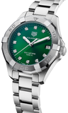  Shop Authentic Tag Heuer Aquaracer Diamonds Emerald Green Dial Silver Steel Strap Watch for Women - WBD1316.BA0740 - Luxxuri