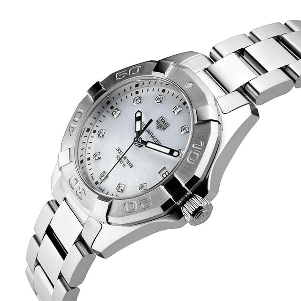  Shop Authentic Tag Heuer Aquaracer Diamonds Mother of Pearl Dial Silver Steel Strap Watch for Women - WBD131B.BA0748 - Luxxuri