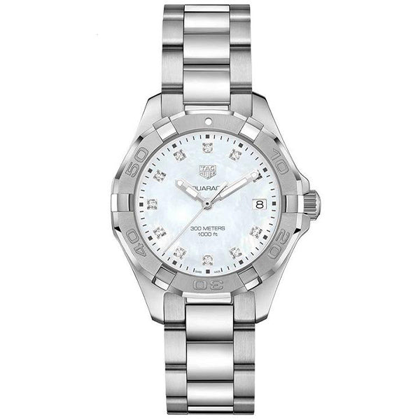  Shop Authentic Tag Heuer Aquaracer Diamonds Mother of Pearl Dial Silver Steel Strap Watch for Women - WBD131B.BA0748 - Luxxuri