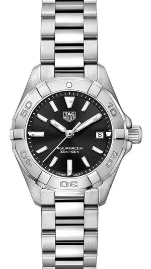  Shop Authentic Tag Heuer Aquaracer Quartz Black Dial Silver Steel Strap Watch for Women - WBD1410.BA0741 - Luxxuri